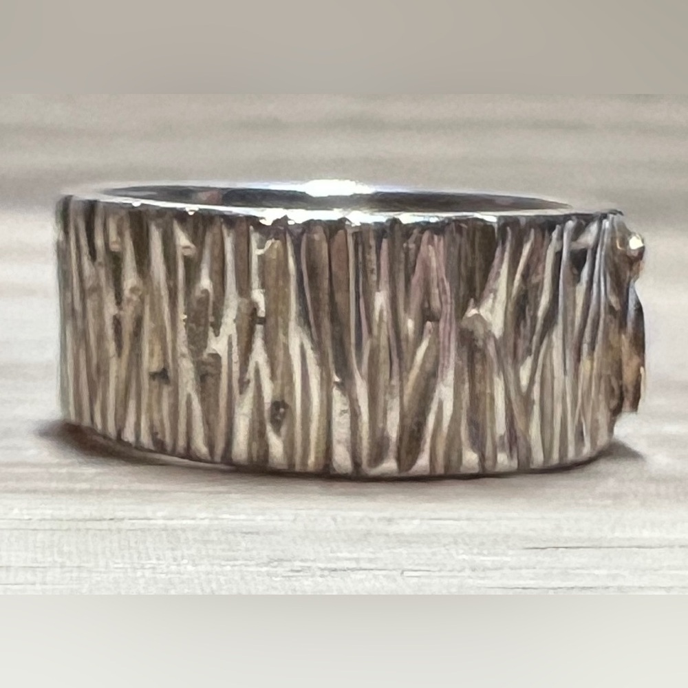 Vintage Artisan Designer MLP Sterling Silver & 14K Gold Swirl Band Ring, Size 6 - Picture 6 of 12